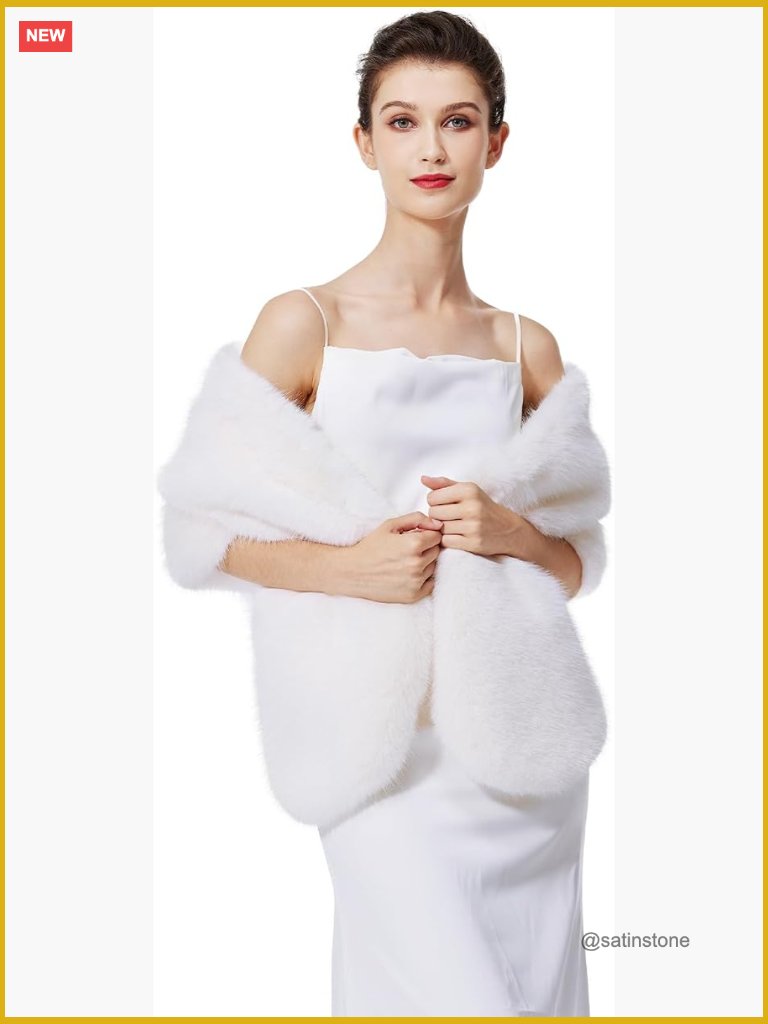 Faux Fur Shawl Stole Wrap Bridal Wedding Party Evening Wrap